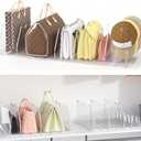 Purse Organizer for Closet, Sleek Transparent Acrylic Shelf Dividers, Adjustable Bag Organizer with 8 Baffles + 1 Hat Stand for Handbags & Baseball Caps