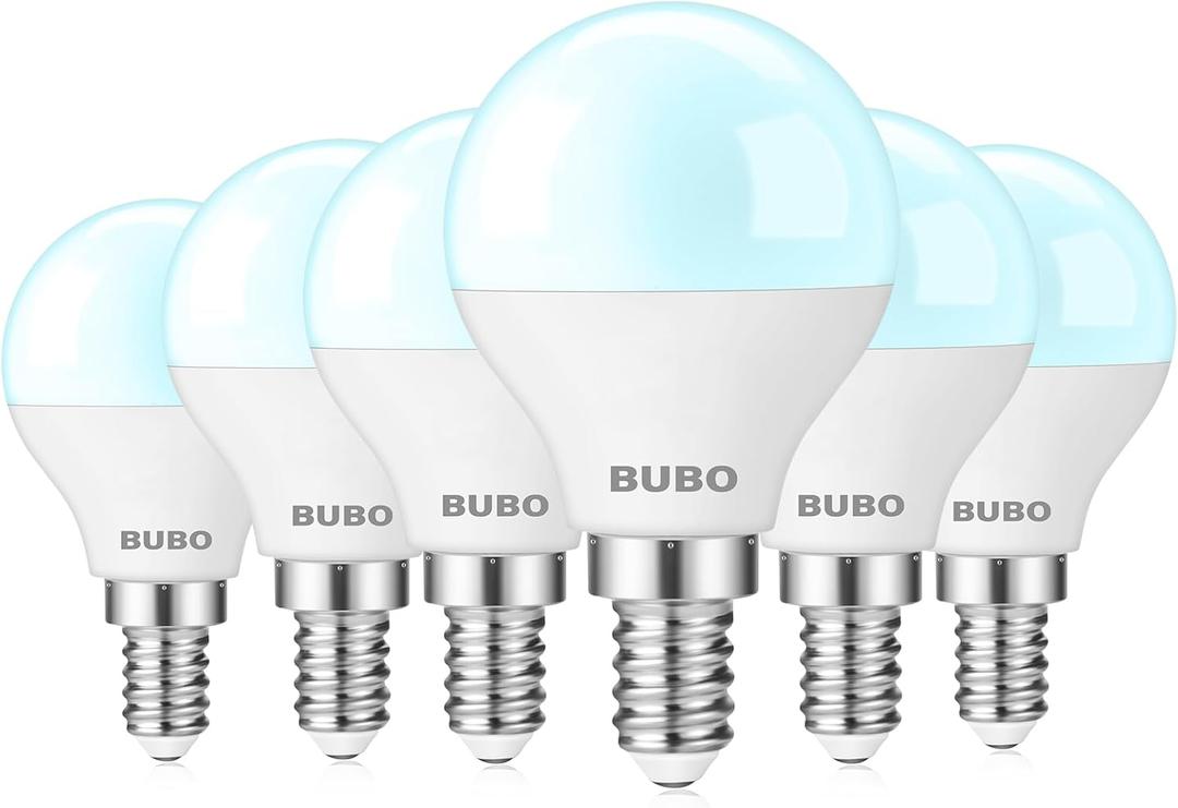 BUBO Ceiling Fan Light Bulbs 60 Watt Equivalent, 5.5W E12 LED Bulb Daylight 5000K, Candelabra Small Base for Ceiling Fan 120V, Non-Dimmable, 6 Pack