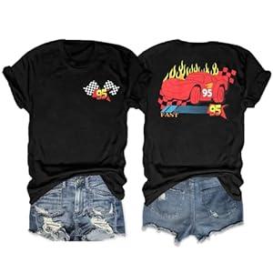 Car Shirts for Women Racing Car T-Shirts Family Vacation Trip Short Sleeve Shirt (Small, Dark Blue)