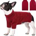 SUNFURA Dog Christmas Sweater, Sweaters for Large Dogs, Solid Color Dog Pullover for Fall Winter, Warm Sweatshirt Knit Turtleneck for Corgi, French Bulldog, Red L