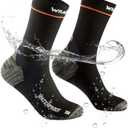 Waterproof Socks for Men Women, Ultimate Warmth with Merino Wool, Waterproof Hiking Socks with Breathable Cushion (Black, M)