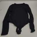 SHAPERX Womens Slimming Bodysuit Buttery Soft Snap Closure Seamless Long Sleeve Layering Top (Large, Crew Neck-black)