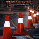 VEVOR 12Pack 18" Traffic Cones, Safety Road Parking Cones PVC Base, Orange Traffic Cone with Reflective Collars, Hazard Construction Cones for Home Traffic Parking