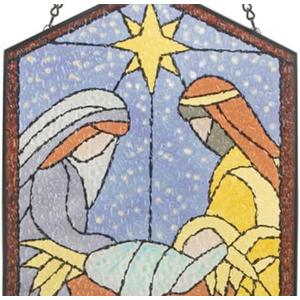 BTAMUD Nativity Scene Sun Catcher - 8'' Nativity Scene Stained Glass Window Hanging Ornaments Glass Sun Catcher for Home Window Decor Colorful Glass Panel for Wall Hanging Christmas Ornament Gift Set of 3