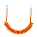chubbycable Curly Chubby Retractable Fast Charging Cable 240W Coiled Charger Cord for Car Durable USB C Cable Compatible with iPhone 17-15 Series, Orange, Type-C to Type-C, 1.3FT-2.3FT