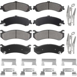 Front & Rear Semi-Metallic Brake Pads for Chevy Silverado 1500 for GMC Sierra 1500 01-06, Suburban 1500, Tahoe 4WD, Yukon 1500 4WD 00-06, for Cadillac Escalade, Avalanche 1500 4WD 02-06 (Not fit AWD)