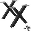 Orgerphy 16" X-Shape Metal Bench Legs (2PCS)| 16" Height 15.7" Wide X-Frame Heavy Duty End Table Legs Bench Legs | Mid Century Modern Metal Legs for Coffee Table Furniture Bench Legs (16"H x 15.7"W)