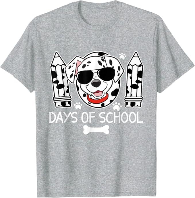 100 Days Smarter Dalmatian Dog 100 Days of School Kids Boys T-Shirt, Size L