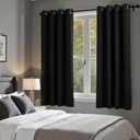 KOUFALL Black Out Curtains 63 Inch Long, 52x63 Length Grommet Blackout Room Darkening Thermal Insulated Curtains for Living Room Bedroom, 2 Panel Set