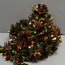 50 Feet Christmas Tinsel Garland Metallic Twist Shiny Hanging Garland for Christmas Tree Decorations Holiday Home Indoor Outdoor Decoration - Red Green Gold