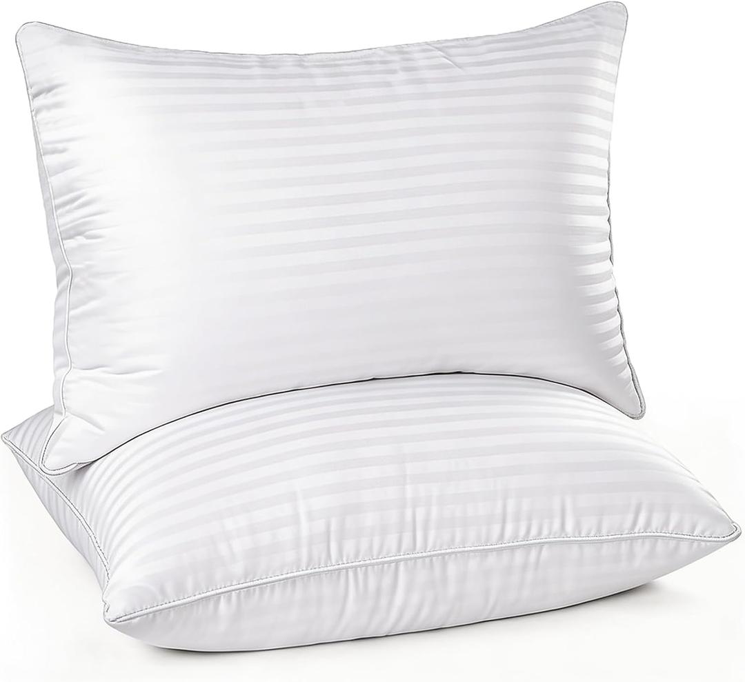 Bed Gel Pillow - (2 Pack Queen) Comfortable and Plush Cooling Gel Fiber Filled Pillow, Luxury Fluffy Hotel Quality for Side, Back, and Stomach Sleepers (King 20x36)