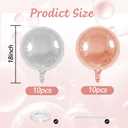 20PCS Silver Rose Gold Round Foil Balloon, 18 Inch Round Foil Balloons, Round Aluminum Giant Balloon For Birthday Valentine's Day Party Wedding Anniversary Engagement Baby Shower Decorations