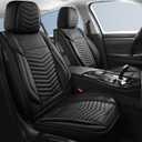 HChengkikz Nappa Leather Car Seat Covers Full Set, Black Car seat Protector 5 Seats, Waterproof Car Seat Cushion, Universal Automotive Seat Covers Fit for SUV Truck Pick-up Sedan, Front and Rear