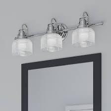 Progress Lighting Archie 3-Light Bath Vanity Light, Polished Chrome
Vintage-inspired vanity light with double-prismatic glass for bathroom mirrors (26.3" x 8.8"), P2992-15