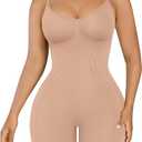 SHAPELLX Shapewear for Women Tummy Control Compression Seamless Body Shaper Slimming Bodysuit Top Thigh Slim Butt Lift (Medium-Large, Warm Sand)