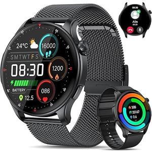 Smart Watch for Men Women Fitness Tracker: Waterproof Bluetooth Call Answer/Make Smart Watches for Android/iPhone Digital Mens Smartwatch Activity Pedometer Heart Rate SpO2 Monitor 120+ Sports Model