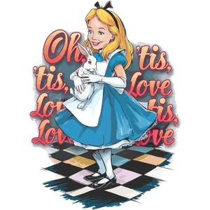 Cute Alice Holding Rabbit Adventure Mad Hatter Cheshire Cat Alice in Wonderland Adventurous Creative Minimalist Cartoon Girls Boys Kid Room Design Nursery Fun Home Vinyl Decoration Size (18x20 inch)