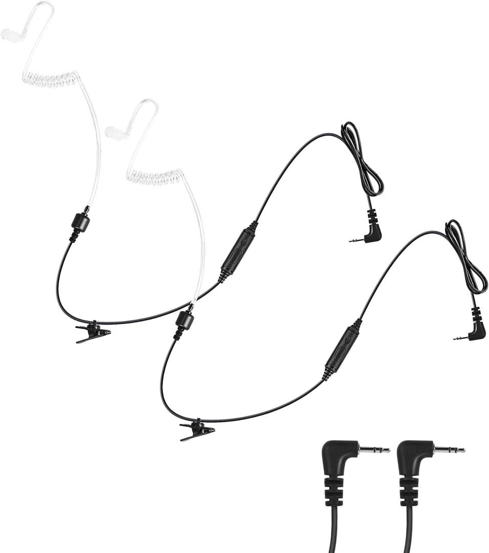 1-Pin 2.5MM Walkie Talkies Earpieces with Mic Covert Air Acoustic Tube Headset for Motorola Talkabout MH230R MR350R T200 T200TP T260 T260TP T600 MT350R Two Way Radio (2 Pack)