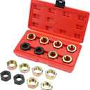 QWORK Axle Spindle Rethreading Tool Set, 8 Die Sizes, Compatible with 1-1/4" Socket/Wrench, for Vehicle Axle Thread Repair & Maintenance, Durable Storage Case