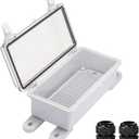 Waterproof Outdoor Electrical Box Junction Box Weatherproof IP67 ABS Plastic Enclosure Switch Router Project Box with Mounting Plate with Wall Bracket 2 Cable Glands Clear 7.9"x3.9"x2.8"