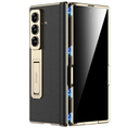 Miimall Leather Case for Samsung Galaxy Z Fold 7 with Stand,[Built-in Privacy Screen Protector and Magnetic Hinge Protection][Wireless Charging] Sturdy Luxury Bumper Cover for ZFold 7 Case Gold Black
