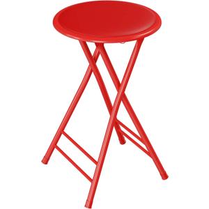 Lavish Home Folding Stool - Backless 24-Inch Stool with 225lb Capacity for Kitchen or Rec Room - Portable Indoor Counter Bar Stools (Red)