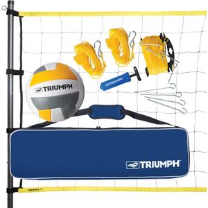Triumph Competition Volleyball Set Regulation 32' Net, Steel Poles, Official Volleyball with Pump, Boundary Lines, and Carry Bag Outdoor Tournament-Style Game for Beach, Park, and Backyard