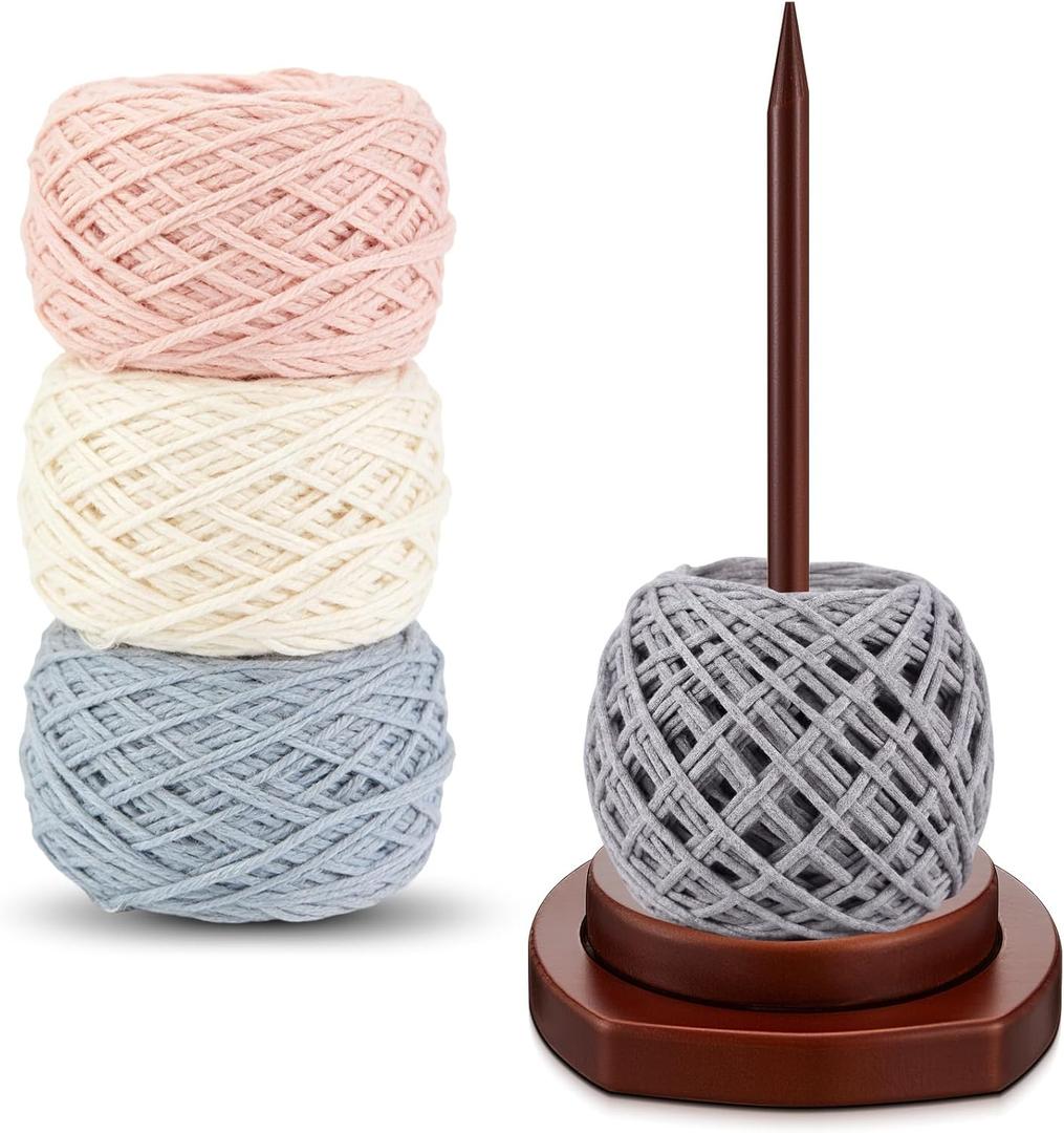Geelin Large Crochet Yarn Spinner Wooden Yarn Holder for Knitting and Crocheting Gift for Craft and Knitting Lovers Crochet Accessories and Tools for Fiber Crafts