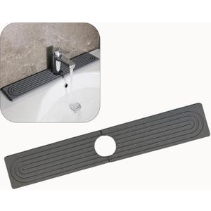 Fast Drying - Diatomite Faucet Mat for Kitchen Sink  24" Long,Super Absorbent, Prevents Moisture Buildup,Island CounterBathroom & Kitchen Sink (23.6"x3.9", DarkGrey)
