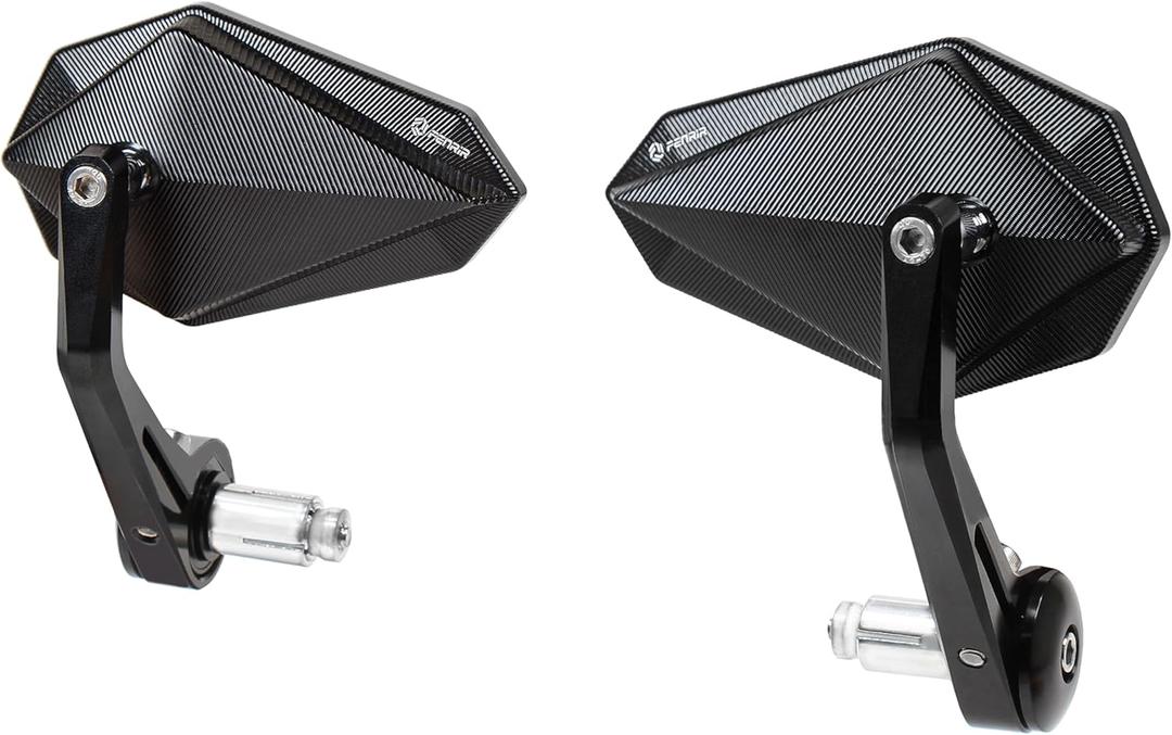 FENRIR CNC Aluminum Alloy Cafe Racer Black Motorcycle Bar End Mirrors Side 22MM 7/8" Inch Handlebar Mirror Universal Rear View For M8/M6 Standard Super Sport Naked Street Bike Cruiser Scooter Minimoto