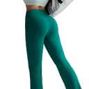 RUNNING GIRL Flare Pants with Pockets, High Waist Yoga Pants Buttery Soft Bootcut Wide Leg Leggings for Women (Green, XL)