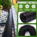 Glooglitter 4 in Outer Diameter x 15 ft Flexible Landscaping Drain Pipe Solid Expandable Drain Pipe Corrugated Pond Tubing PE Hose Black Tubing for Pond Pump Fountain Garden Swimming Pool Waterfall