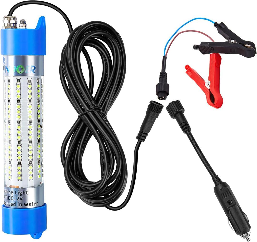 Fishing Light Underwater 12V 15000LM 110V 35000LM Green White Blue Yellow Led Submersible Night Boat Waterproof IP68 in Freshwater and Saltwater with 17FT and 33FT