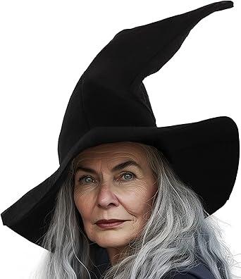 HOMELEX Black Witch Hat Adult Wizard Hat Sorcerer Accessories Halloween