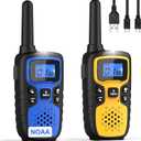 Wishouse Walkie Talkies for Kids Adults - Long Range Rechargeable 2 Way Radios,Gift,Hiking Accessories Camping Gear with Lamp,SOS Siren,NOAA Weather Alert,VOX,Easy to Use 2 Pack (Blue Yellow)
