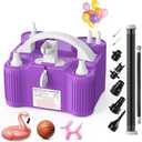 4-in-1 Electric Balloon Pump for All Balloons, Inflatables, and Sports Balls, Triple Inflating Ports for Latex Foil 260q Mylar Balloon, Inflator Deflator for Air Beds Pool Floats Yoga Balls