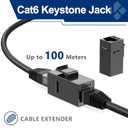 CAT6 RJ45 Keystone Coupler 24Pack, CAT6 RJ45 Keystone Jack Inline Coupler Female to Female UTP Ethernet Coupler for Wall Plate/Patch Panel (Black)