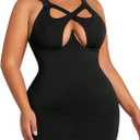 SHENHE Women's Sexy Cut Out Criss Cross Dress Sleeveless Bodycon Party Club Bandage Dress (Large, Black)