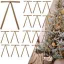 50pcs Khaki Velvet Bows for Christmas Tree - 5x7 Inch Pre-Tied Holiday Bows for Tree,Wreath,Gift Wrapping & Decor (3/8"Width)