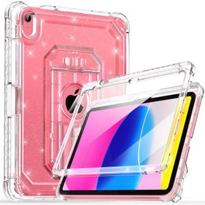 Cantis Case for iPad A16 11 Inch 2025/ iPad 10th Generation 2022 (10.9 inch) with Screen Protector & Pencil Holder, 11th Generation Case with Larger Stable Stand, Clear Glitter