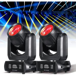 150W LED Moving Head Light DJ Lights Stage Lighting with Beam GOBO 18 Face Roto Prism Super Bright DMX Sound Activated Stage Light for Wedding Church (2 Pack)