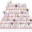 Glass Bud Vases Set of 64 - Pink Assorted Small Mini Glass Vases for Flowers, Crystal Vintage Vase Set, Bulk Centerpieces for Table Dcor, Wedding, Home and Events (Pink, 64 Pcs)