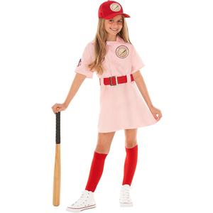 Morph Kids Baseball Costume Girls Peach Pink Baseball League Costume Outfit Halloween Costume For Girls 12-14 years 