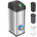 iTouchless 13 Gallon Patented Sensor Trash Can with Lid & Odor Filter, Original Inventor 50L Automatic Kitchen Garbage Bin, Fingerprint-Proof Stainless Steel, Pet-Proof Lock, Soft-Close, Silver