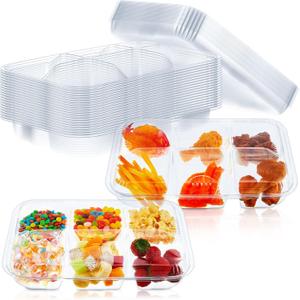 20 Pack Bento Snack Containers 6 Compartment Disposable Meal Prep Lunch Container with Lid 11.8 x 8 Inch Clear Divided Snack Box Lunchable Veggie Tray for School Office Work Travel Picnic Party