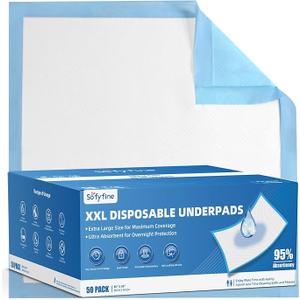 SOFYFINE 50 Count Extra Large Chucks 36"x36" Thicken Elderly Adults Incontinence Bed Pads Disposable, Heavy Duty Absorbency Underpads Waterproof, XXL Extra Large Puppy Pee Training Pad