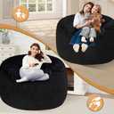 Homguava 4 FT Bean Bag Chair: 4' Bean Bags with Memory Foam Filled, Large Beanbag Chairs Soft Sofa with Dutch Velvet Cover-Black, 4FT-44"x44"x24"