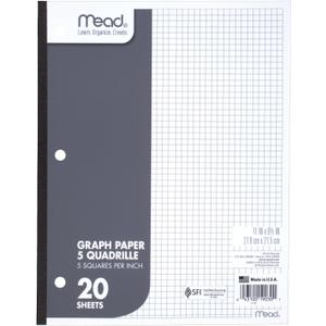 3 x Mead Graph Paper Pad, Quadrille, 5 Squares per Inch, 11" x 8-1/2", 20 Sheets, 1 Pack (19030)