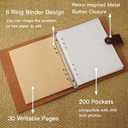 Photo Album 4x6 200 Pockets, Genuine Leather Photo Albums 200 Photos with Writing Space 30 Writing Paper, Family Wedding Travel Kids Graduation Ultrasound Baby Picture Album Scrapbook, Mother Gifts