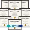 8.5x11 Picture Frames, 9-Pack Solid Wood, Black | Solid wood core with PVC scratch-resistant coating. Fits 8.5x11 diplomas, certificates, photos. Wall & tabletop display.